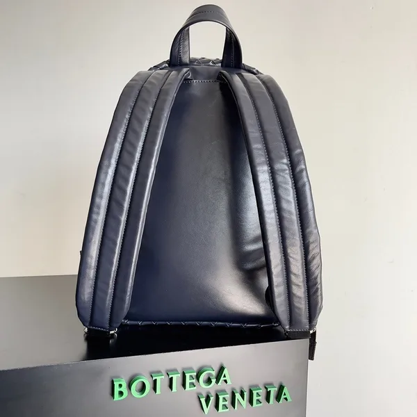 Bottega Veneta Small Backpack In Dark Blue Intrecciato Calfskin product view 3
