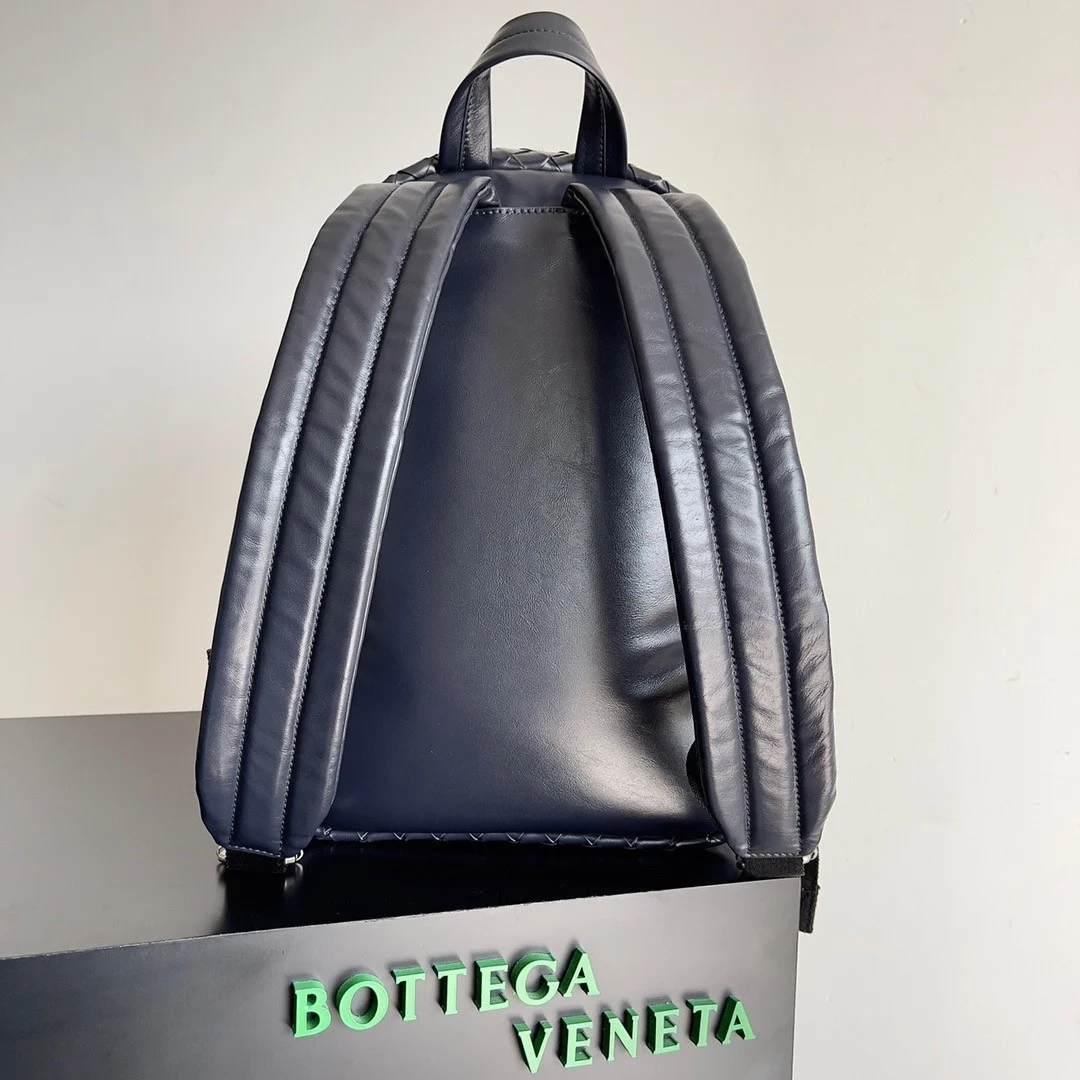 Bottega Veneta Small Backpack In Dark Blue Intrecciato Calfskin product view 3