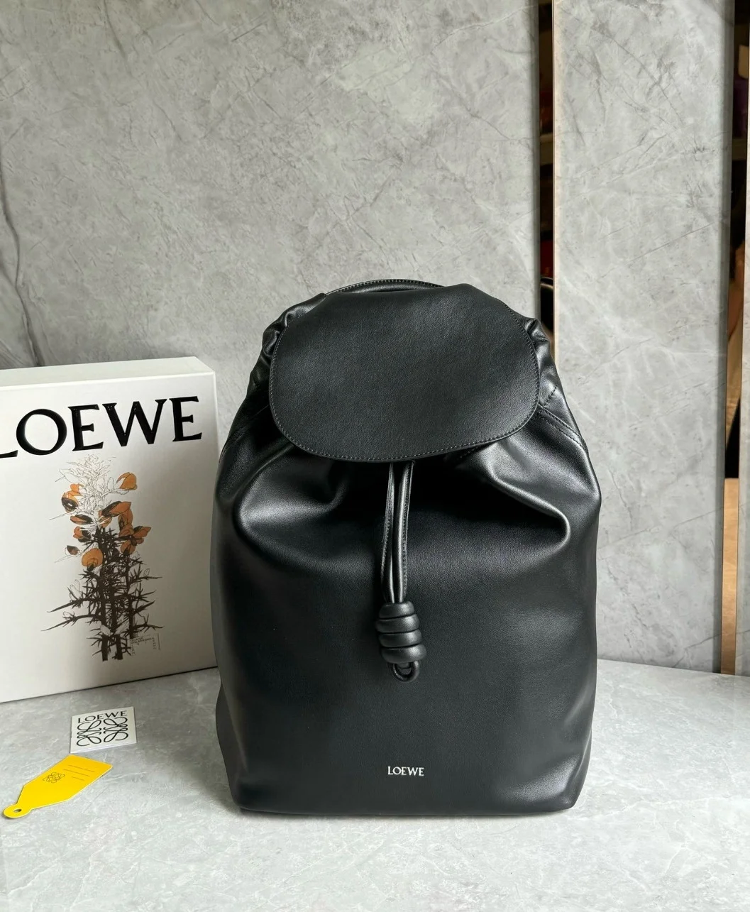 Loewe Flamenco Backpack in Black Supple Calfskin product view 9