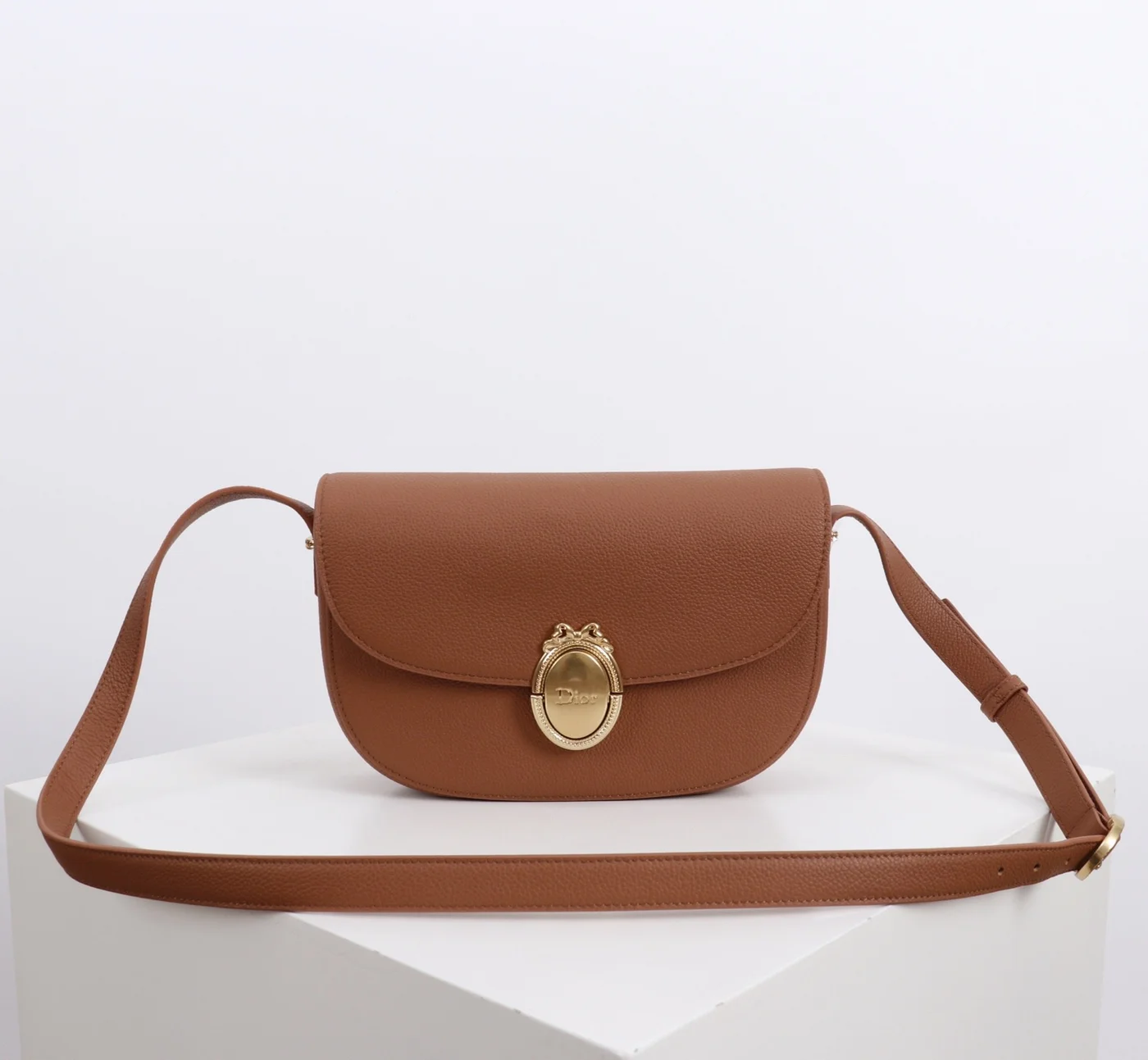 Medium Dior Médaillon Flap Bag — Brown product view 1