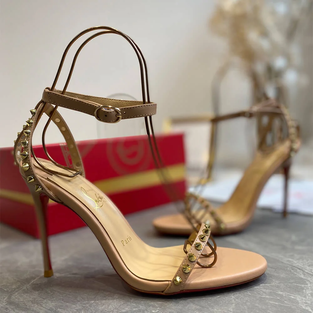 Christian Louboutin So Me Studded Ankle-Strap Sandals Nude Pink product view 6