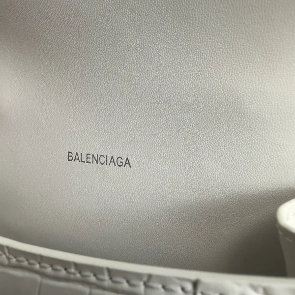 Balenciaga Hourglass XS Bag in White Croc-Embossed Calfskin product view 5