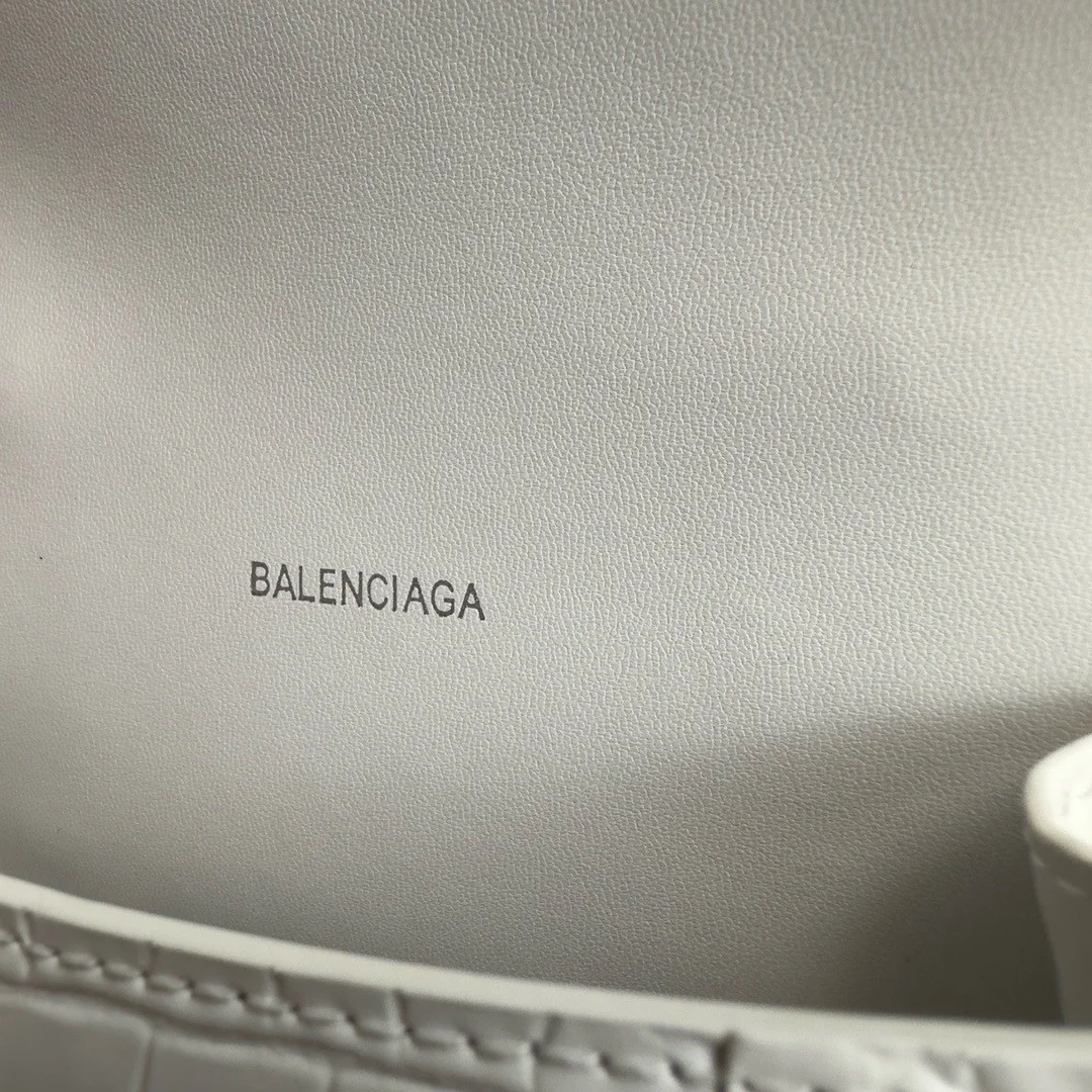Balenciaga Hourglass XS Bag in White Croc-Embossed Calfskin product view 5