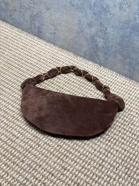 Saint Laurent Amalia Mini Hobo Bag — Dark Brown Suede product view 4