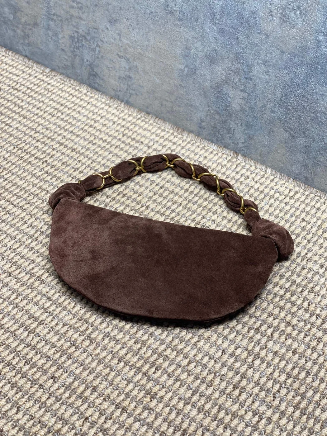 Saint Laurent Amalia Mini Hobo Bag — Dark Brown Suede product view 4