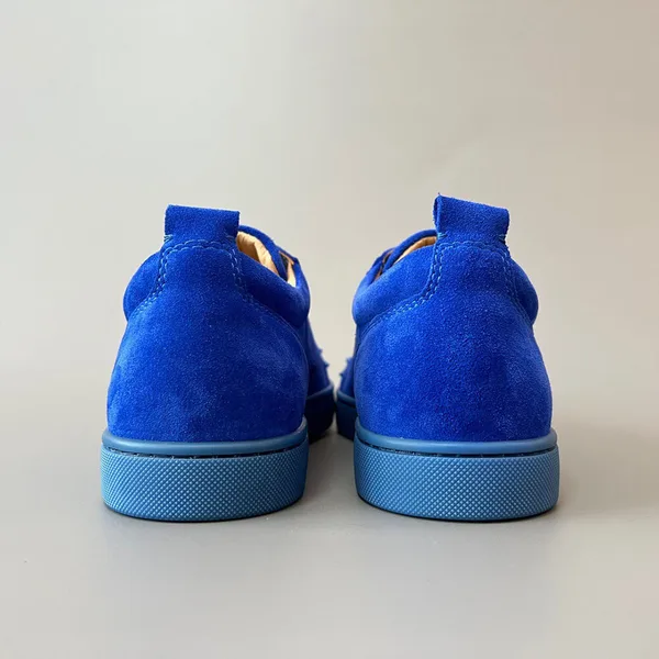 Christian Louboutin Louis Junior Spikes Suede-Effect Sneakers Blue product view 8