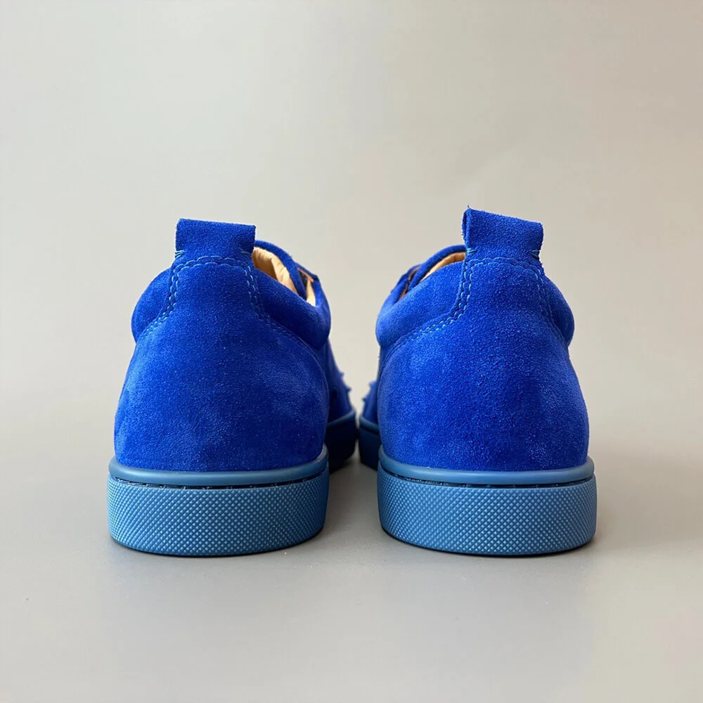 Christian Louboutin Louis Junior Spikes Suede-Effect Sneakers Blue product view 8