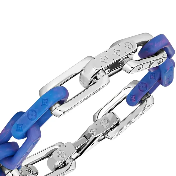 Louis Vuitton Monogram Link Bracelet Blue and Silver-Tone product view 5