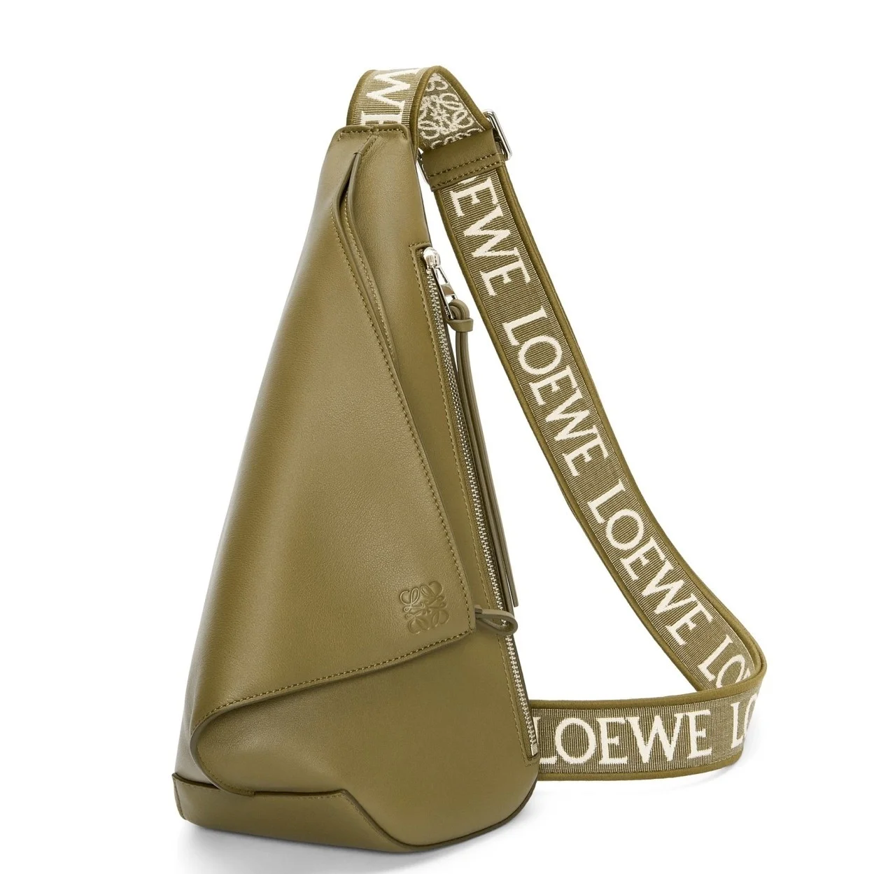 Loewe Anton Sling Bag in Olive Calfskin and Jacquard product view 1