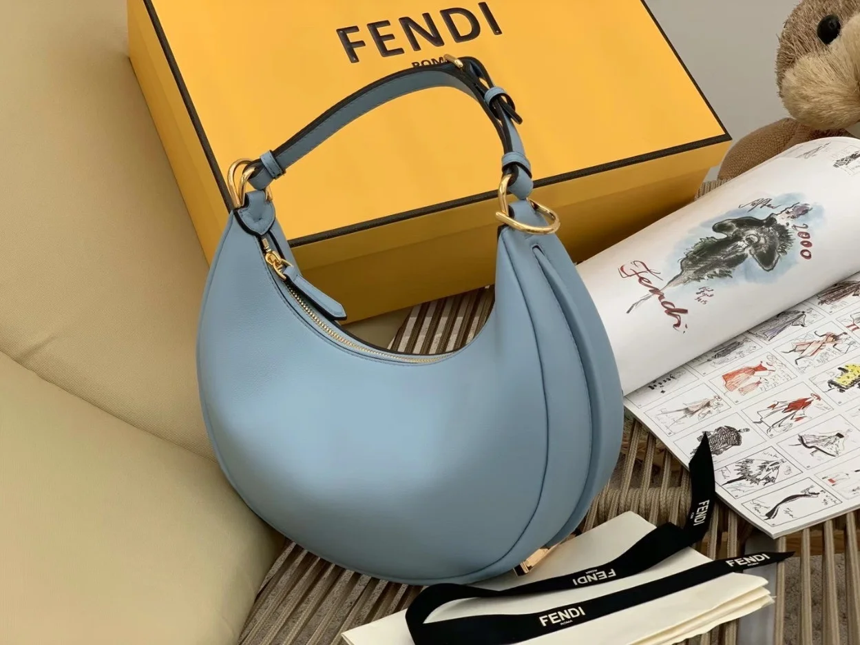 Fendi Fendigraphy Small Hobo Bag In Light Blue Leather product view 5
