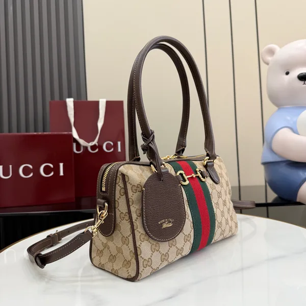 Gucci Borsetto Medium Boston Bag — Beige Jacquard product view 2
