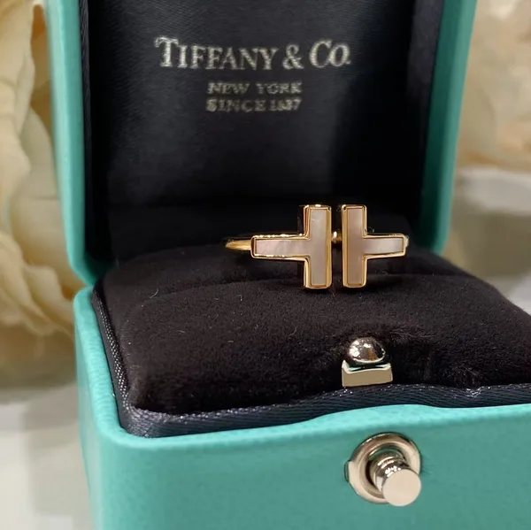 Tiffany & Co. Double T White Inlay Ring Rose-Tone product photo