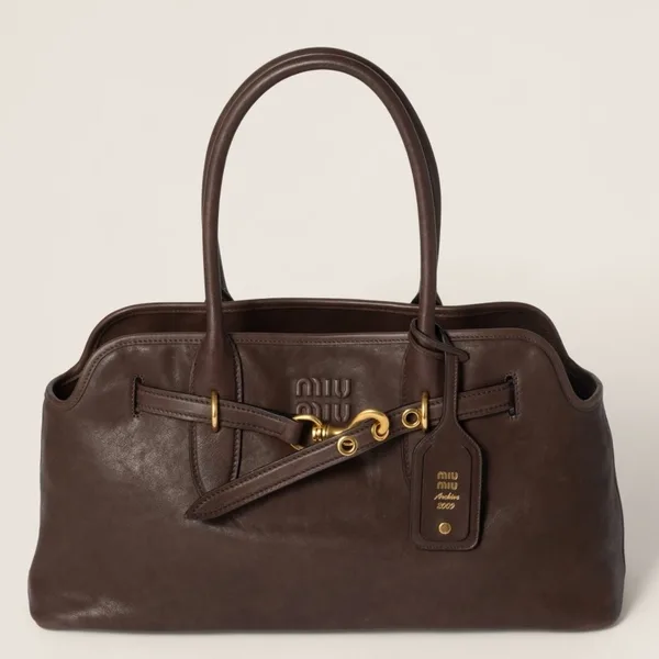 Miu Miu Aventure Large Tote Bag in Briarwood Nappa Leather product photo