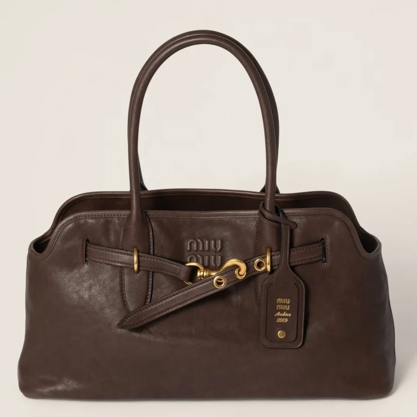 Miu Miu Aventure Large Tote Bag in Briarwood Nappa Leather product view 1