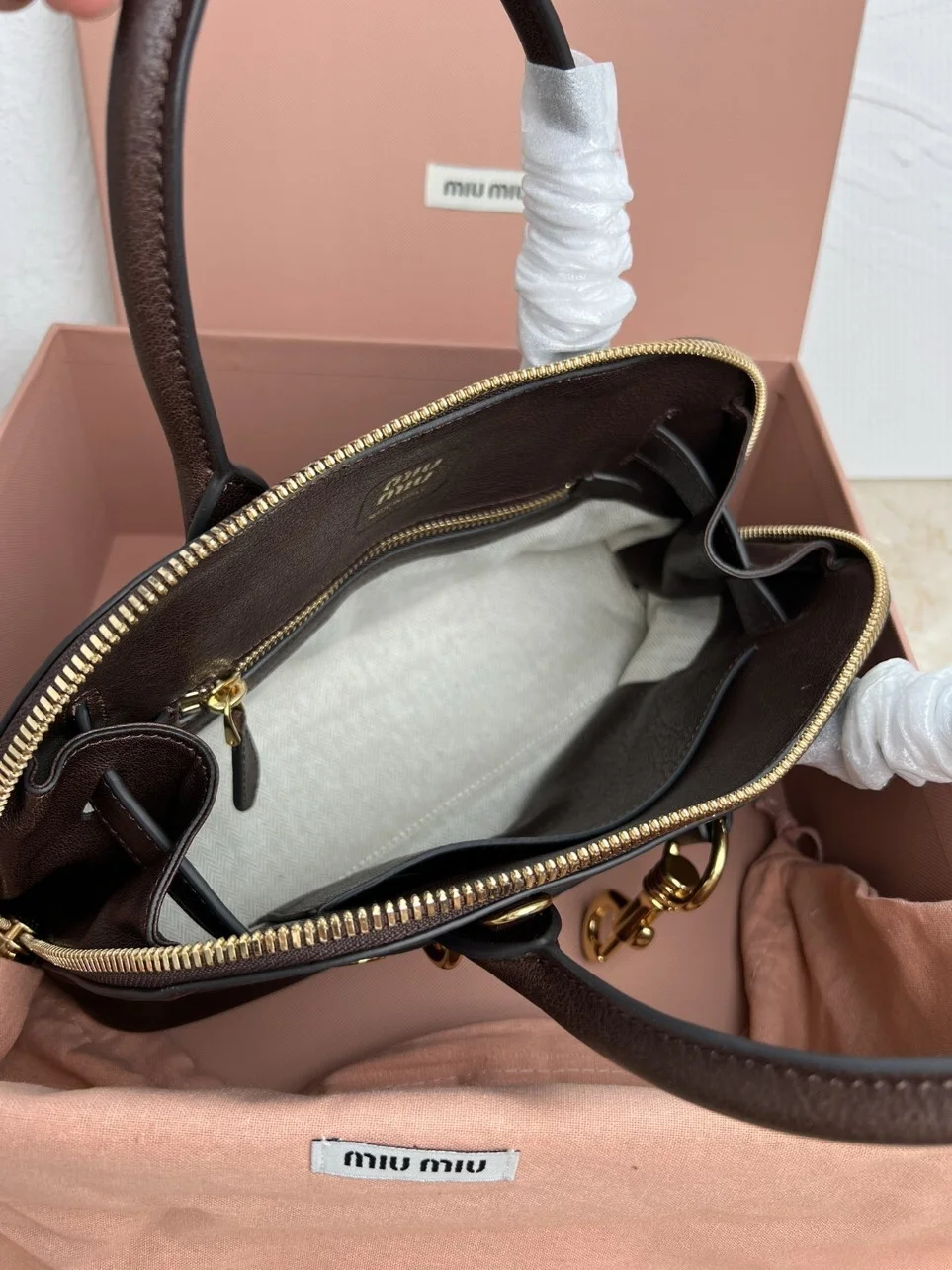 Miu Miu Aventure Small Top-handle Bag in Briarwood Nappa Leather product view 2