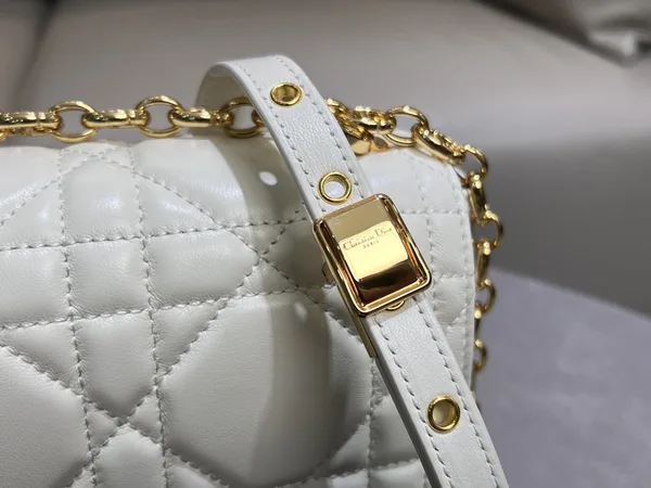 Medium Soft Dior Caro Bag — White with Gold-Tone Hardware product view 4