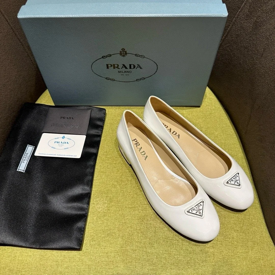 Prada Ballerinas in White Patent Leather product view 7
