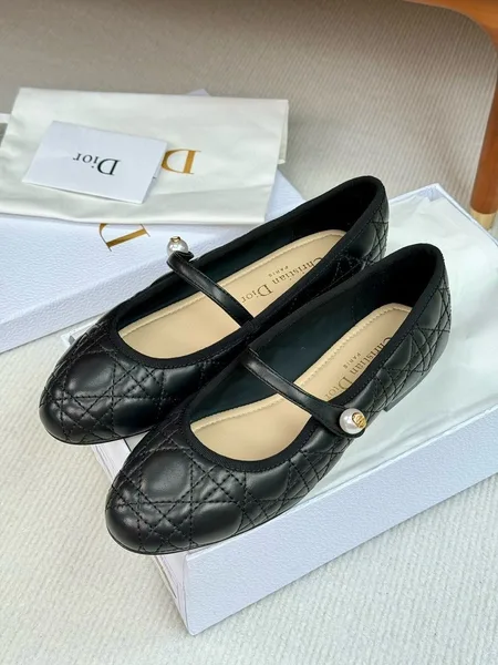 Dior Ballerina Strap Flats in Black Quilted Cannage Calfskin product view 6