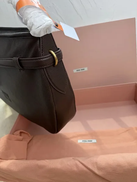 Miu Miu Aventure Medium Shoulder Bag in Briarwood Nappa Leather product view 2