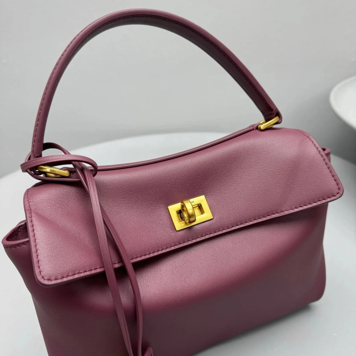 Balenciaga Rodeo Mini Bag in Burgundy Calfskin product view 8