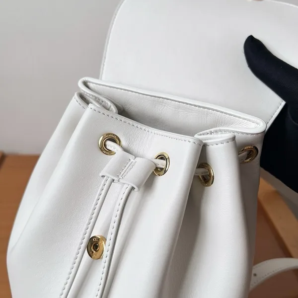Celine Bonnie Backpack in White Calfskin product view 13
