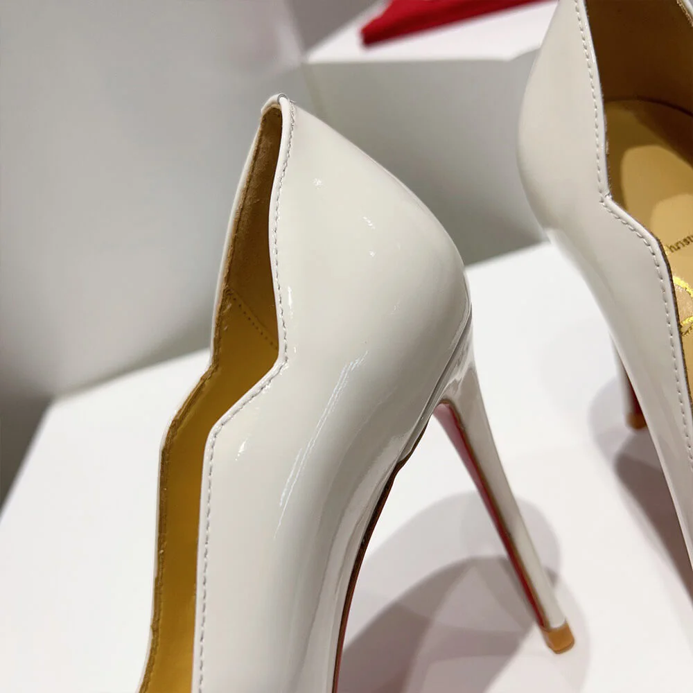 Christian Louboutin Hot Chick Scalloped Patent Pumps White product view 6