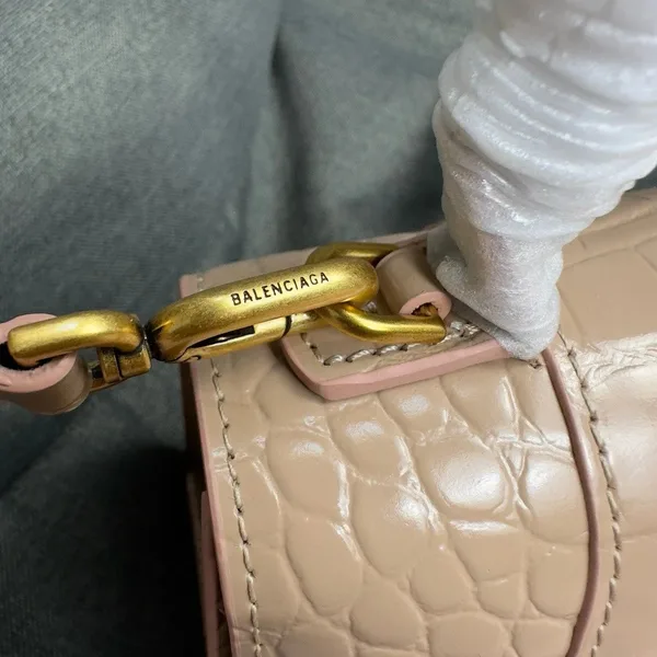 Balenciaga Hourglass Small Bag in Nude Croc-Embossed Calfskin product view 5