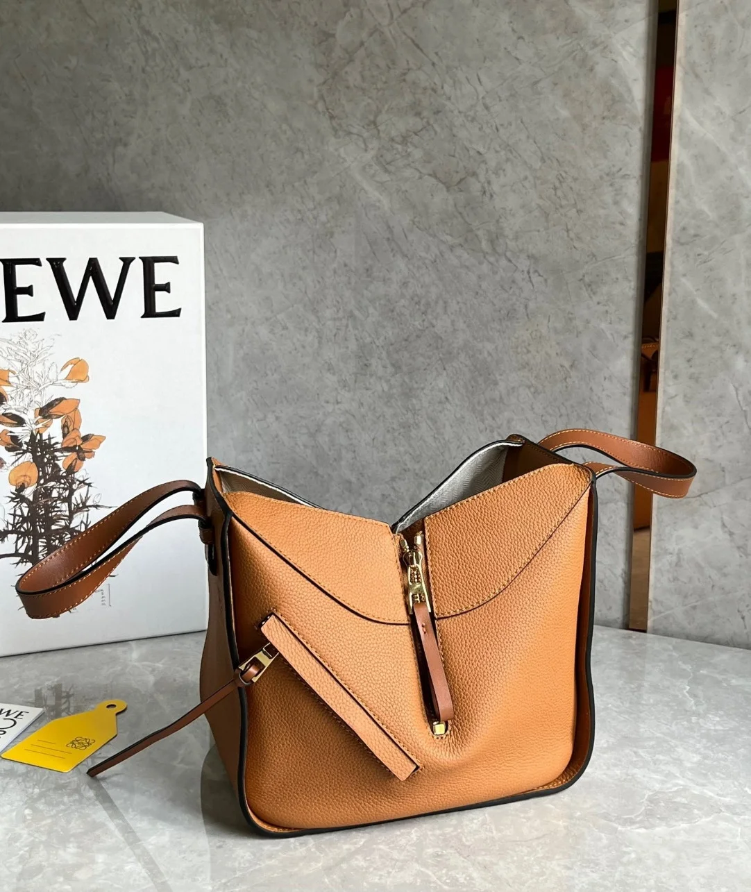 Loewe Compact Hammock Bag in Light Caramel Grained Calfskin product view 8