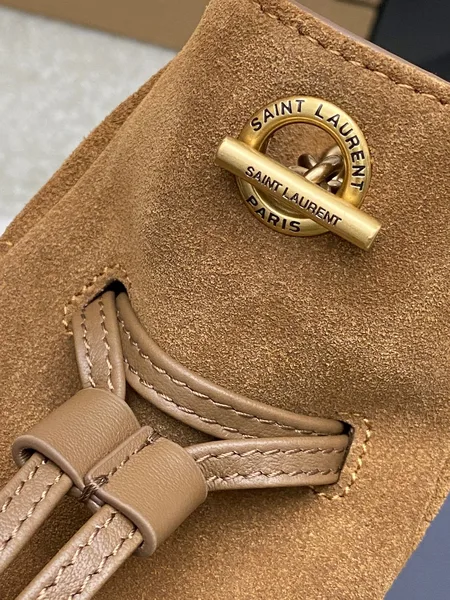 Saint Laurent Jamie Mini Shoulder Pouch — Tan Brown Suede product view 6