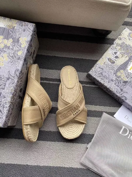 Dior Granville Espadrilles Sandals In Beige Embroidered Cotton product view 7