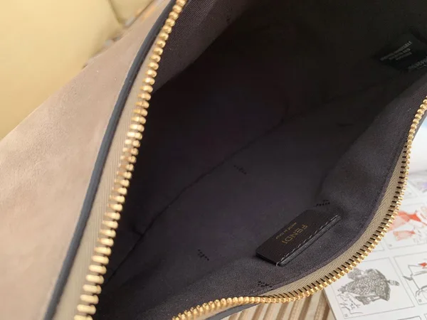 Fendi Fendigraphy Small Hobo Bag In Beige Suede Leather product view 4