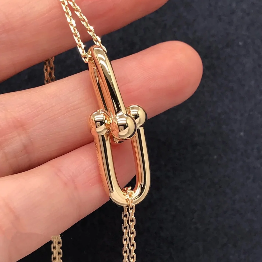 Tiffany & Co. Smooth Double Horseshoe Clasp Necklace Gold-Tone product view 2