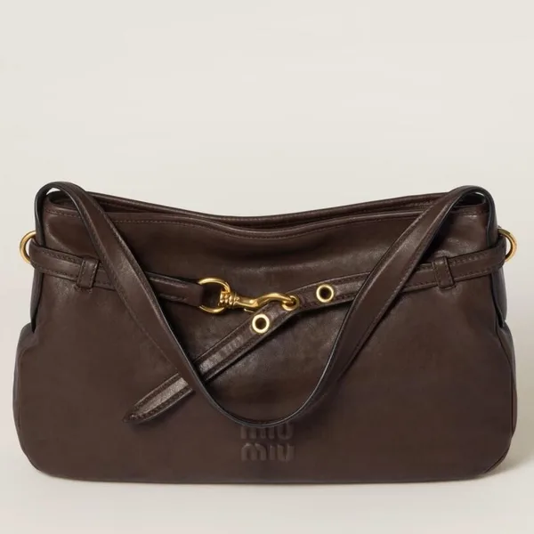 Miu Miu Aventure Medium Shoulder Bag in Briarwood Nappa Leather product photo