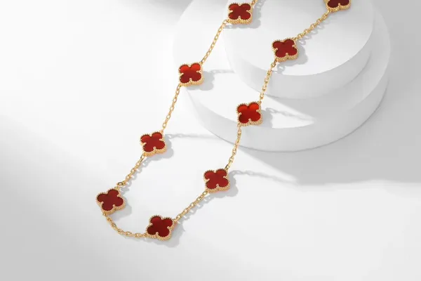 Van Cleef & Arpels Alhambra Red Ten-Motif Gold-Tone Necklace product view 4