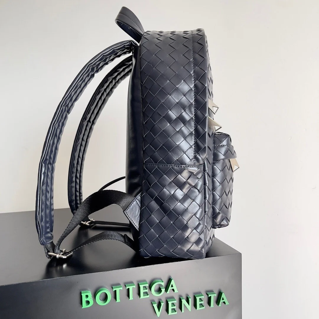 Bottega Veneta Small Backpack In Dark Blue Intrecciato Calfskin product view 2