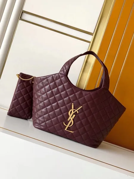 Saint Laurent Icare Medium Tote Bag in Bordeaux Lambskin product view 6