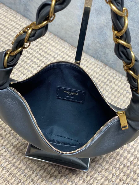 Saint Laurent Amalia Mini Hobo Bag — Dark Grey product view 8