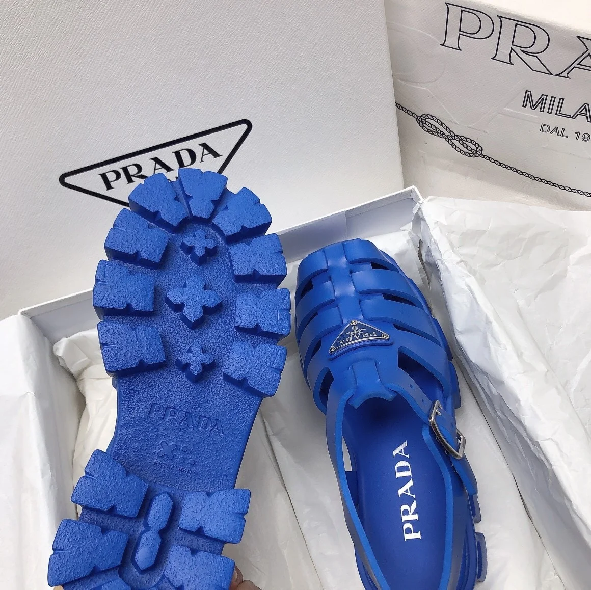 Prada Foam Sandals in Blue Rubber product view 10
