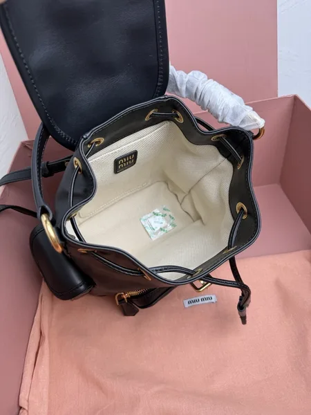 Miu Miu Small Backpack in Black Calfskin product view 9