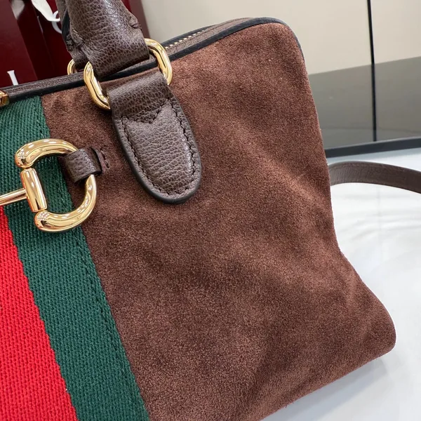 Gucci Borsetto Medium Boston Bag — Brown Suede product view 11