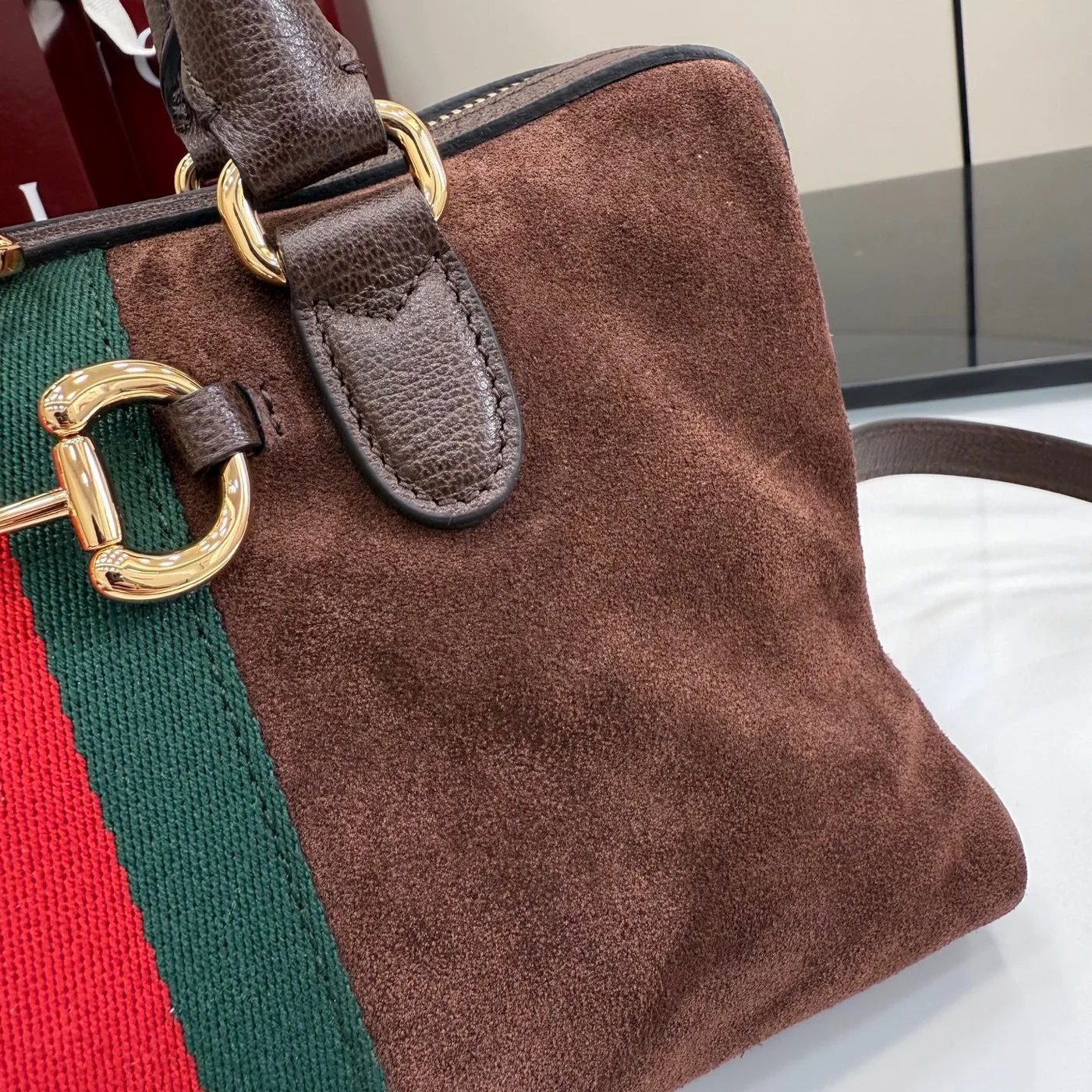 Gucci Borsetto Medium Boston Bag — Brown Suede product view 11