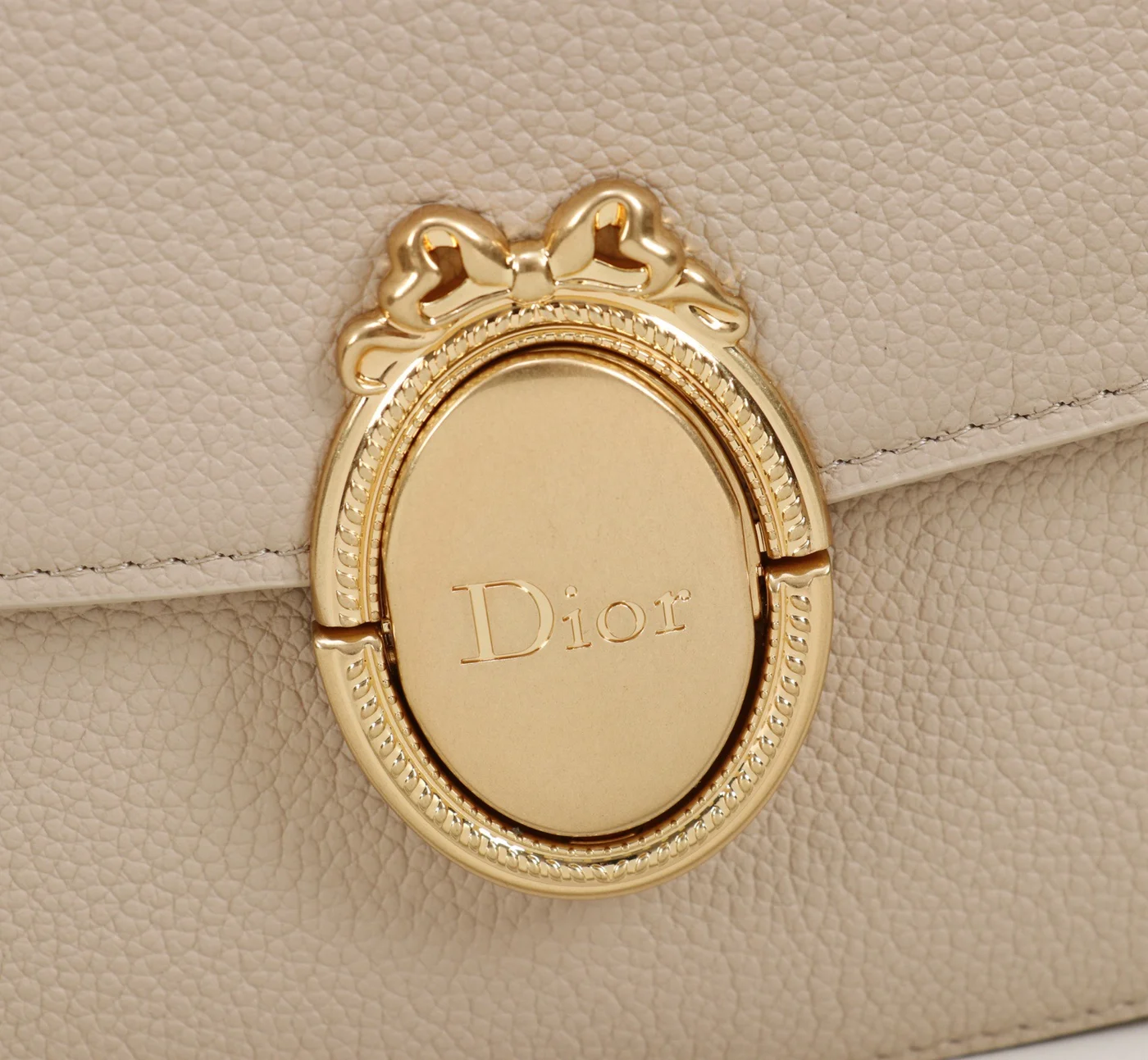 Medium Dior Médaillon Flap Bag — Beige product view 3