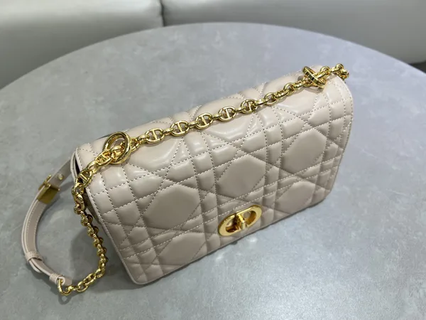 Medium Soft Dior Caro Bag — Taupe with Gold-Tone Hardware product view 7