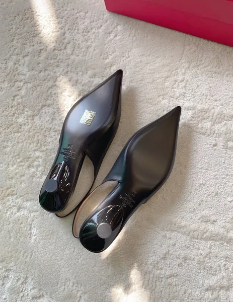 Valentino Bold Edition VLogo Slingback Ballerinas in Black Leather product view 7