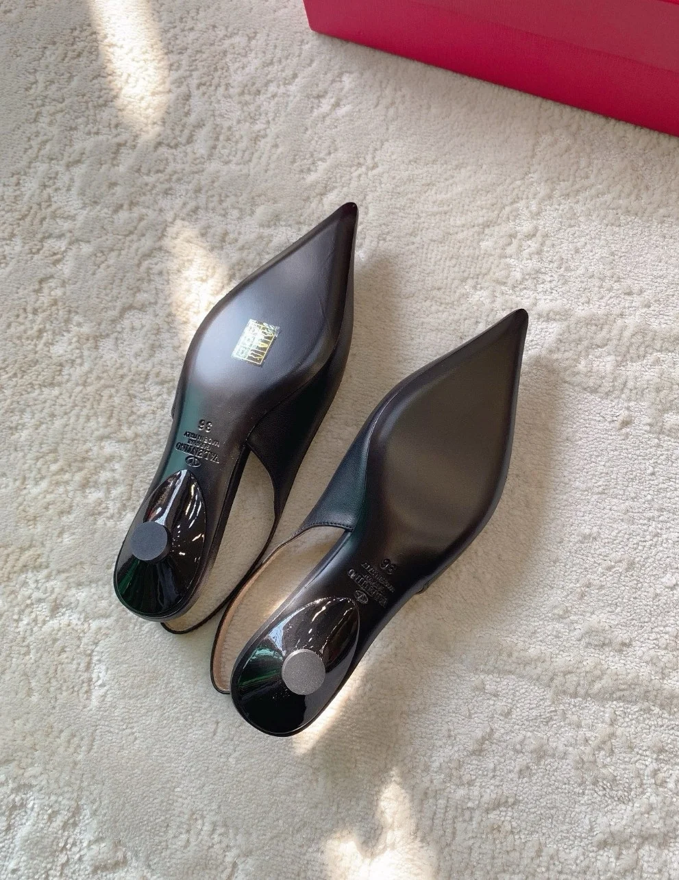 Valentino Bold Edition VLogo Slingback Ballerinas in Black Leather product view 7