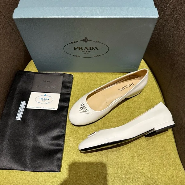 Prada Ballerinas in White Patent Leather product view 5