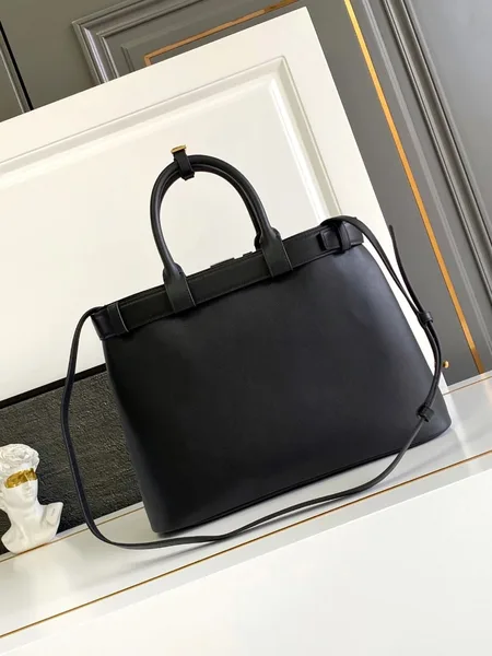 Prada Buckle Large Handbag with Belt in Black Calfskin product view 4