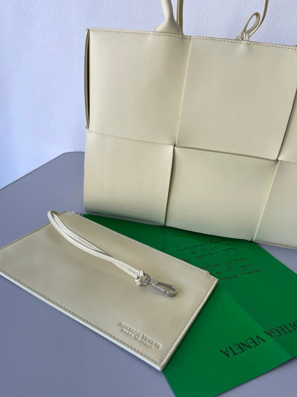 Bottega Veneta Arco Medium Tote In Cream Intrecciato Lambskin product view 10