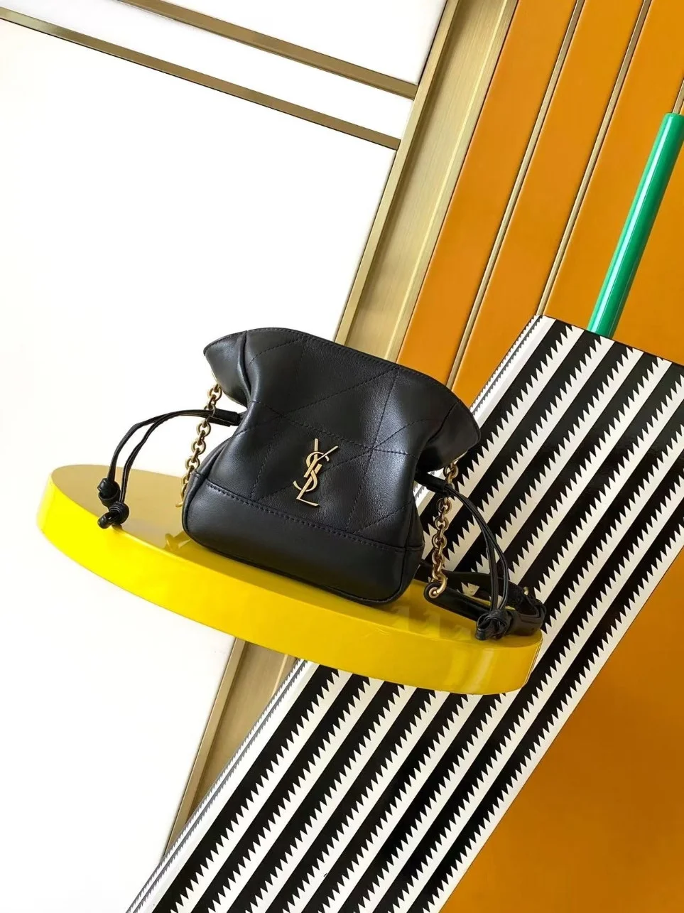Saint Laurent Jamie Mini Shoulder Pouch in Black Lambskin product view 3