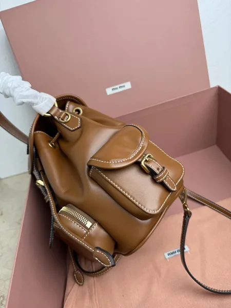 Miu Miu Small Backpack in Brown Calfskin product view 7
